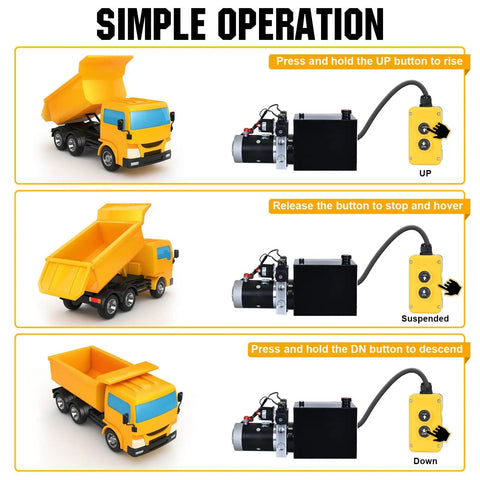 Beefy 12V Hydraulic Pump For Dump Trailers And DIY Hydraulic Systems, 8 Quart Oil Tank, Electric Power Unit, Double Acting, 3200 PSI High Pressure, Heavy Duty Lift For Dump Beds And Construction Projects