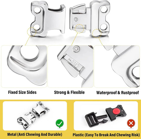 Fast Release Stainless Steel Dog Collar Buckle For Small Medium Large Dogs Rustproof Water Resistant Easy On Off Training Collar Buckle 2.25mm For All Breeds; metal buckle details with flexible design, rustproof and durable