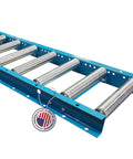Light Duty Gravity Conveyor With 1.5 Inch Galvanized Steel Rollers, 12 Inch Wide, 3 Foot Long Steel Frame On 6 Inch Centers