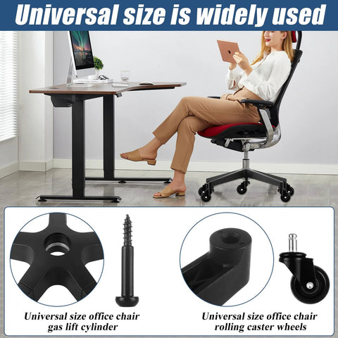 28 Inch Heavy Duty Office Chair Base Replacement With Wheels Set Of 5 Universal Gas Cylinder Hole Caster Sockets in use