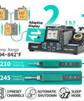 2 In 1 Digital Soldering Iron Kit With Precision Soldering Station Dual C210 And C245 Tips Auto Calibration Adaptive Display