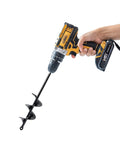 Using a drill with a 2.6x16 solid shaft from Set Of 3 Solid Shaft Garden Auger Drill Bits For Easy No Fuss Planting, hand held view