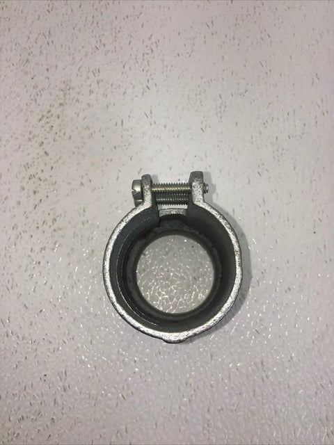 Built Tough One And A Half Inch Squeeze Connector For Electrical Conduit, steel, snug grip, for secure pipe joint installation.