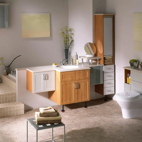 Bathroom cabinet with Two Pack Adjustable Furniture Legs for Cabinets and Sofas with Nylon Leveling Feet Anti Slip Pads Heavy Duty