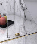 Bottom Guide For Sliding Shower Door In Brushed Gold Finish, 2 By 1 Inch Size, Glass Clamp For 1/4 To 3/8 Inch Glass Thickness