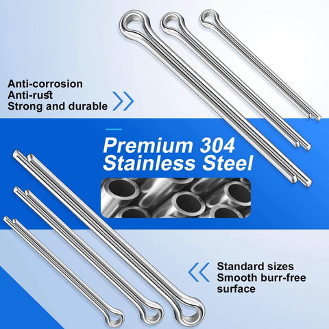 250 Piece Cotter Pin Assortment Kit 12 Sizes 304 Stainless Steel Hardware Pins For Trailer Truck Tractor Automotive Hitch