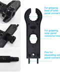 Close-up of spanner wrench from Solar Cable Crimping Tool Kit with labeled parts for solar panel connectors.
