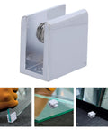 Four Pack Glass Shelf Brackets For 8 10mm Shelves, Zinc Alloy Clamps With Scratch Free Surface, Easy Install, Modern Low Profile Design