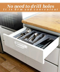 40 Piece White Peel And Stick Cabinet Handles Set With Double Sided Adhesive Strips on kitchen drawer, ABS plastic