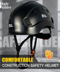 Heavy Duty Abs Safety Helmet With Built In Visor And Quick Air Vent Osha Certified For Actual Job Sites Giving Rock Solid Head Protection In Classic Black Finish that showcases a side view with adjustable straps.