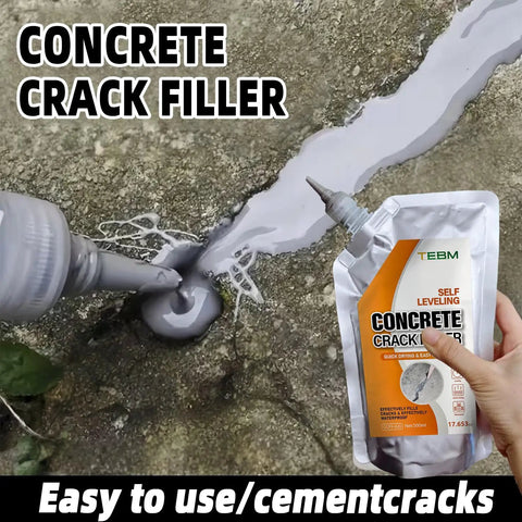 500G Busted Driveway Rescue High Flex Self Leveling Concrete Crack Filler Fast Dry Waterproof Sealant Cement Repair Paste applied to concrete crack.