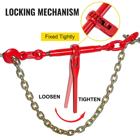 Built Tough Heavy Duty Chain Binder Kit With Swivel G70 Hooks Fits 3/8 To 1/2 Inch Grade Seven Links 9215 Lbs No Slip Pull Power For Trailer Towing And Road Rigs 4 Piece Deal