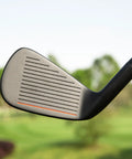 7 Iron Golf Club For Men Right Handed With Graphite Shaft, Forgiving Cavity Back Iron, close-up of club face on green field