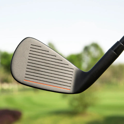 7 Iron Golf Club For Men Right Handed With Graphite Shaft, Forgiving Cavity Back Iron, close-up of club face on green field