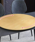 27 Inch Bamboo Lazy Susan Turntable Rotating Charcuterie Board on a sleek table, showcasing smooth, natural wood finish and spin feature.