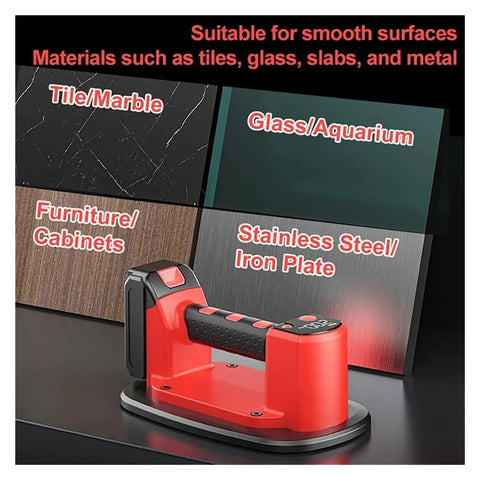 Heavy Duty Electric Vacuum Suction Cup Glass Lifter Built Tough With Rapid Copper Core Motor on smooth surfaces like tile and glass.