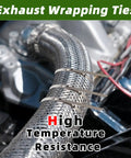 Built Tough Heavy Duty Stainless Steel Zip Ties 11.8 Inch By 0.18 Inch 304 Stainless Cable Ties securing exhaust wrap