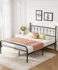 Queen Metal Platform Bed Frame Featuring Trendy Spherical Headboard in a bright bedroom with pastel decor.