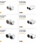 176 Piece Socket Set With 1/4 3/8 And 1/2 Inch Drives 12 Point Standard And Deep SAE And Metric Sockets set display