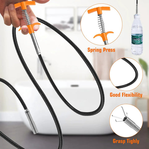 63 Inch Hair Drain Snake Clog Remover Tool With Flexible Grabber Claw For Bathroom Kitchen Shower Toilet Sink Sewer Tub No Chemicals Easy Quick Drain Cleaner For Clogged Drains DIY Home Fix