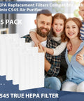 5 Pack True HEPA Replacement Filters For Winix C545 Air Purifier Easy Install Compatible With 1712-0096-00 And 2522-0058-00 with family