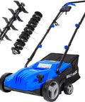 Powerful Dethatcher Scarifier for Lawns with 12 Amp Copper Motor 1500W up to 3300 RPM, featuring 13-inch raking width and 8 gal thatch bag.
