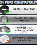 Six Pack PEX Swivel Adapters 1/2 Inch To 1/2 Inch Female NPT Brass Crimp Fittings For RV Plumbing PEX Faucet Connector Flexible Leak Free Pipe Connection Kit compatibility chart