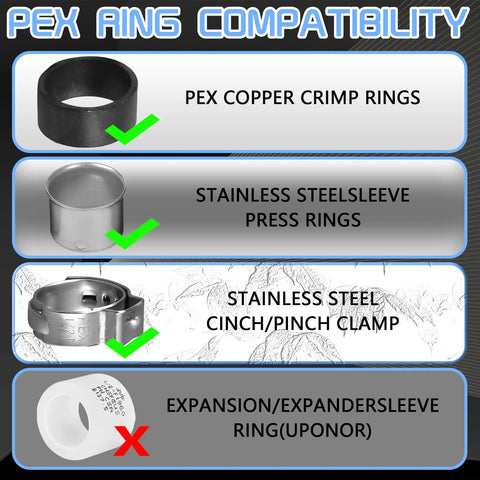 Six Pack PEX Swivel Adapters 1/2 Inch To 1/2 Inch Female NPT Brass Crimp Fittings For RV Plumbing PEX Faucet Connector Flexible Leak Free Pipe Connection Kit compatibility chart