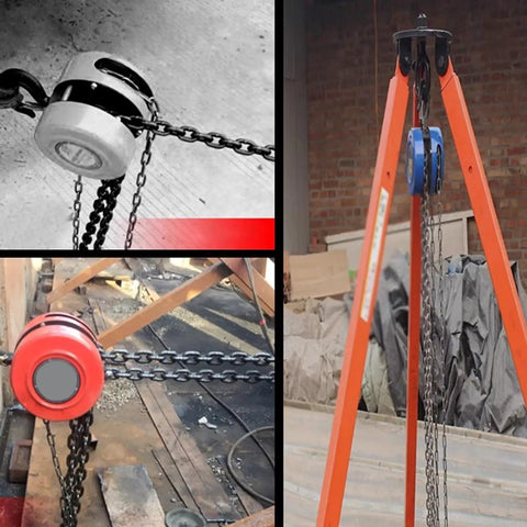 Shop Grade 10T Manual Chain Hoist Built Tough With Dual Rotating Hooks And Heavy Duty Steel Frame Ready To Handle Any Garage Grind Or Warehouse Load Up To 3m High In Classic Blue displayed in a workshop setting.