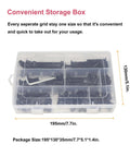 114 Piece Black M6 Allen Bolts Kit With Flat Head Socket Cap Screws And Cap Nuts in storage box, 15mm to 80mm range