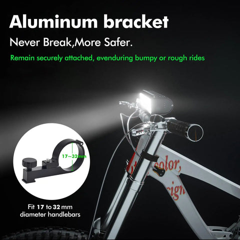 Ridiculously Bright 8000 Lumen Bike Light Set With Front And Rear Lights Rechargeable Five Adjustable Modes Three Light Holder Design For Maximum Visibility And Safer Night Rides