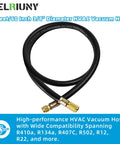 HVAC vacuum hose by GELRIUNY, 5 ft, 3/8 in diameter, black rubber with 3/8 to 1/4 in brass fittings