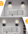 Plug In Rustic Wall Sconces Set Of 2 Modern Vanity Lights With Glass Shades E26 Base Matte Black Finish Easy Wall Lighting Bathroom