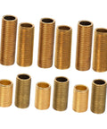 12 Piece Brass Threaded Extension Rod Lamp Hardware Connector Kit For Lamp Repair Brass Nipples And Rod Fasteners, brass rods