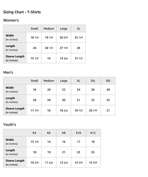 Sizing chart for Life Is Better With Outriggers Graphic Tee, includes women's, men's, and youth sizes in width, length, sleeve length.