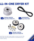 All-in-One Dryer Drum Roller Kit With Idler Pulley And Bearing Set And Belt 91 And Five Eighths Inches Long For Neptune Atlantis 3000 Series