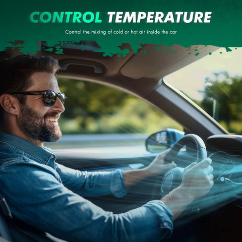 HVAC Heater Blend Door Actuator Replacement For Toyota RAV4 Corolla CT200H, driver controlling car temperature with smooth airflow.