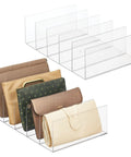 Divided Purse Organizer For Closets And Dressers, 5 Compartments To Neatly Stash Purses, Clutches, Wallets, And Accessories, Clear 2 Pack