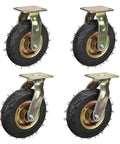 Built Like A Tank Set Of Four Heavy Duty Pneumatic Casters Rated 1500 Lbs With Silent Rubber Tires for utility carts.