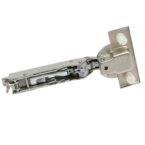 Two Pack Smooth Moving Soft Close Cabinet Door Hinges 110 Degree Press In Dowel side view showcasing nickel finish and hinge design.