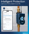 Automatic Water Leak Detector And Shutoff For Your Whole Home Main Line, Twenty Four Seven Flow Pressure And Temperature Monitoring, Proactive Leak Prevention With Quick Shutoff, Three Quarter Inch on main pipe