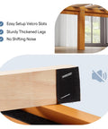 Built Tough Queen Size Platform Bed Frame In Real Natural Pine Wood With Thick Wooden Slats For Zero Wobble Support Never Requires A Box Spring And Flawless Setup For Your Bedroom Space with Velcro slats and thickened legs.