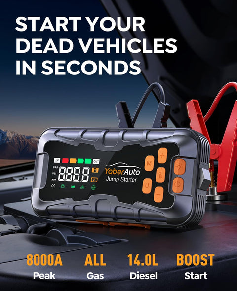 16 In 1 Jump Starter With Air Compressor 8000A 160 PSI Portable Car Battery Booster Power Bank 99Wh Emergency Tool Kit