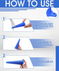 Instructional guide for Blue 42 Piece Hydraulic Oil Service Plug Kit with large, medium, small plugs for leakproof sealing.