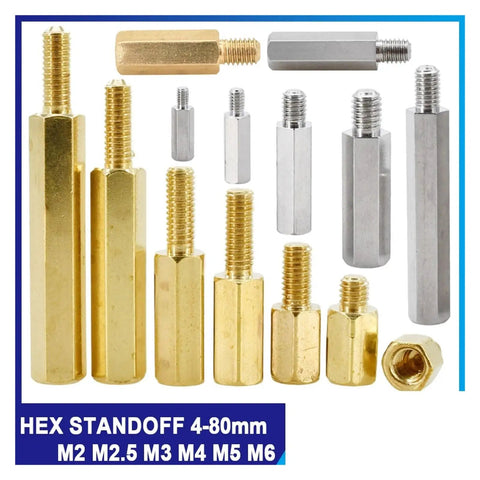 Brass Hex Standoff Assortment Kit for M2 to M6 Male and Female PCB Spacers with Brass and 304 Stainless Options Solid Electronics Mounting Gear for DIY Projects and Pro Builds, hex standoffs 4-80mm