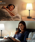 Set Of 2 Cozy Bedside Lamps For Bedrooms With 3 Color Temperatures From 2700K To 5000K USB C And USB A Charging Port And AC Outlet