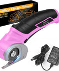 Cordless Electric Scissors Rechargeable Box Cutter That Slays Through Cardboard Fabric Leather And Paper With Self Sharpening Blade 240Rpm Motor handheld tool in pink with charger