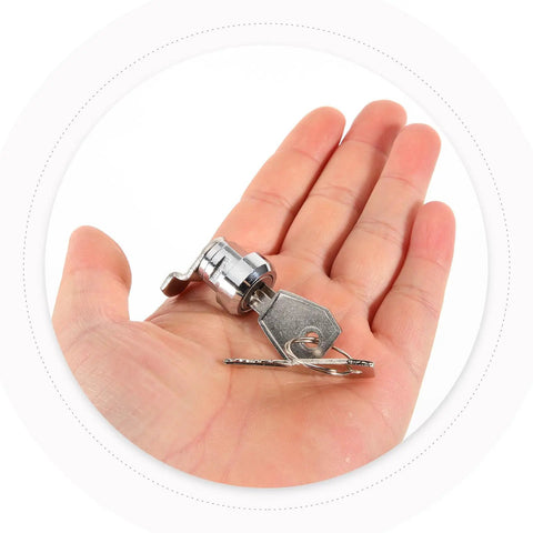 16mm Zinc Alloy Cam Lock for Security Devices and Cash Registers shown on a hand, includes key, stainless steel