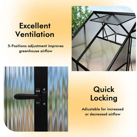 6x4 Ft Small Greenhouse With Aluminum Frame And Polycarbonate Panels For Outdoors, Weatherproof Garden Grow Shelter With Thermometer, Easy Assembly, Protects Vegetables Or Plants In Any Season