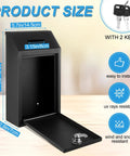 Locking Metal Donation Box With Wall Mounted Cash Box And Suggestion Slot For Home Office And Outdoor Use All Weather Black Mailbox Container dimensions and features